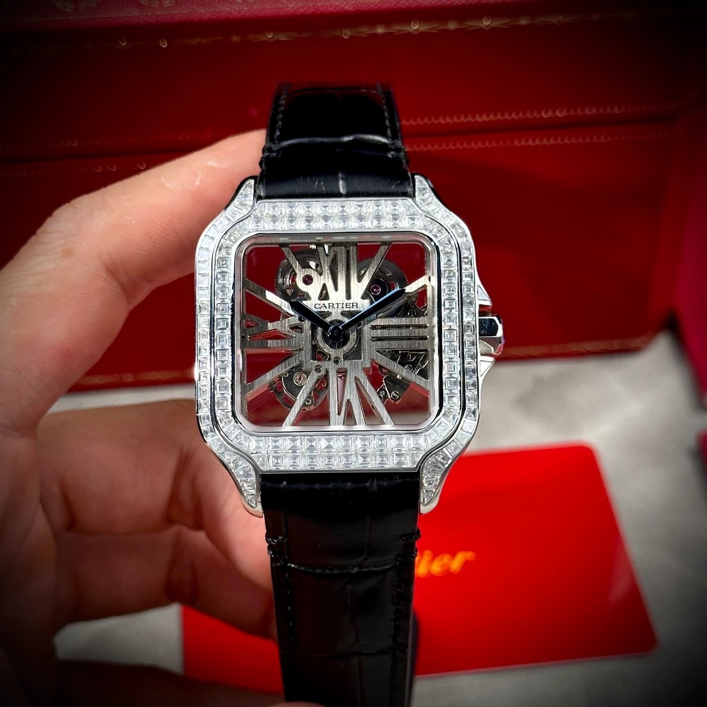 Santos de Cartier Skeleton Large Model Diamonds CRHPI01500
