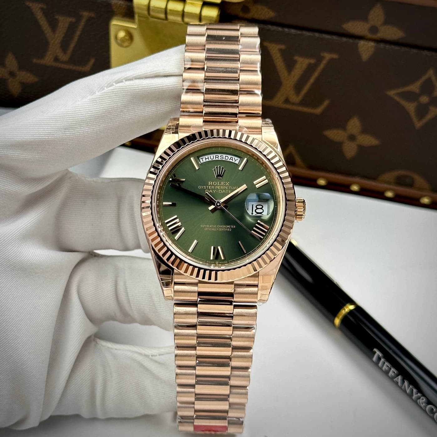 Rolex Day-Date 40mm Olive Green Dial 228235-0025 — view 1 of 16