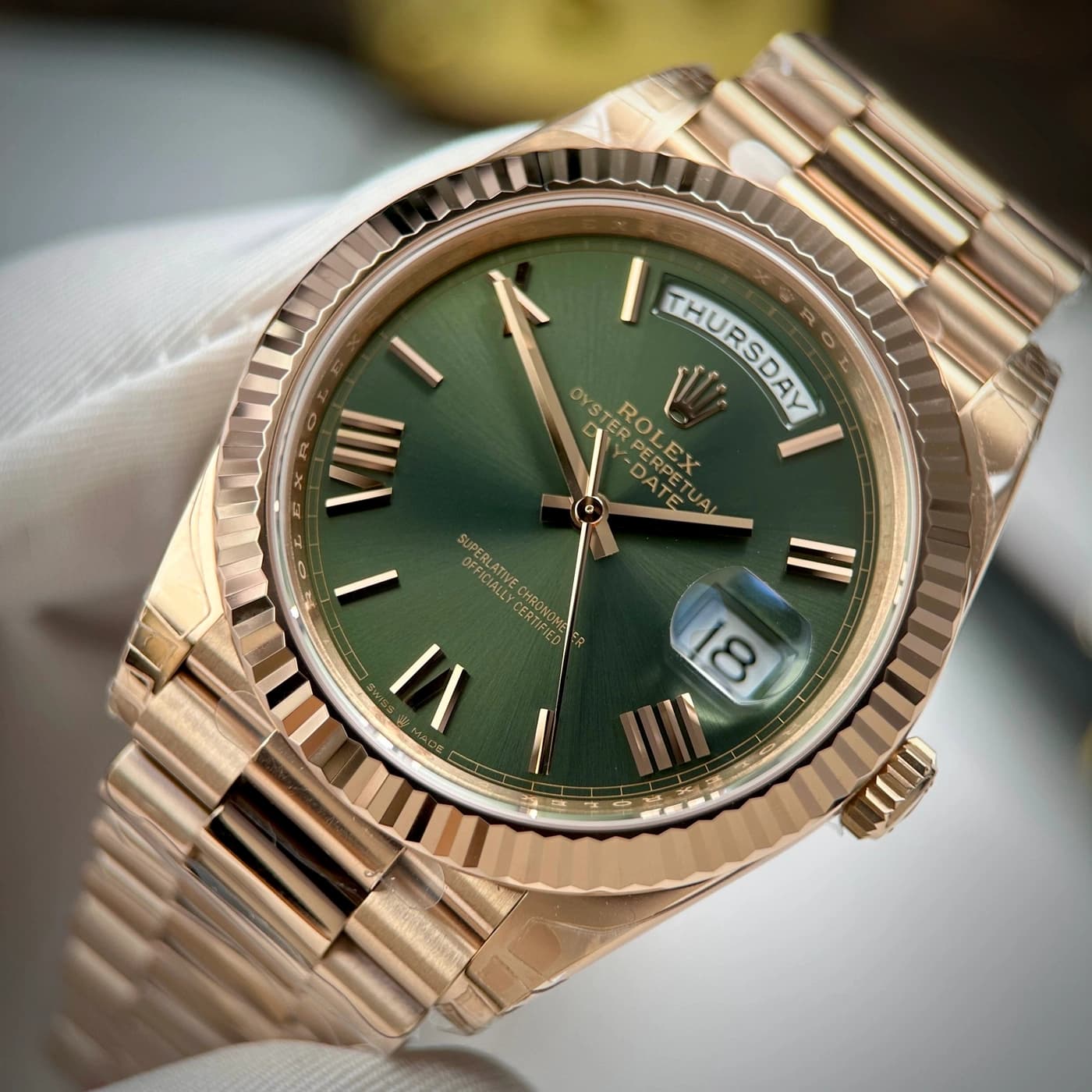 Rolex Day-Date 40mm Olive Green Dial 228235-0025 — view 4 of 16