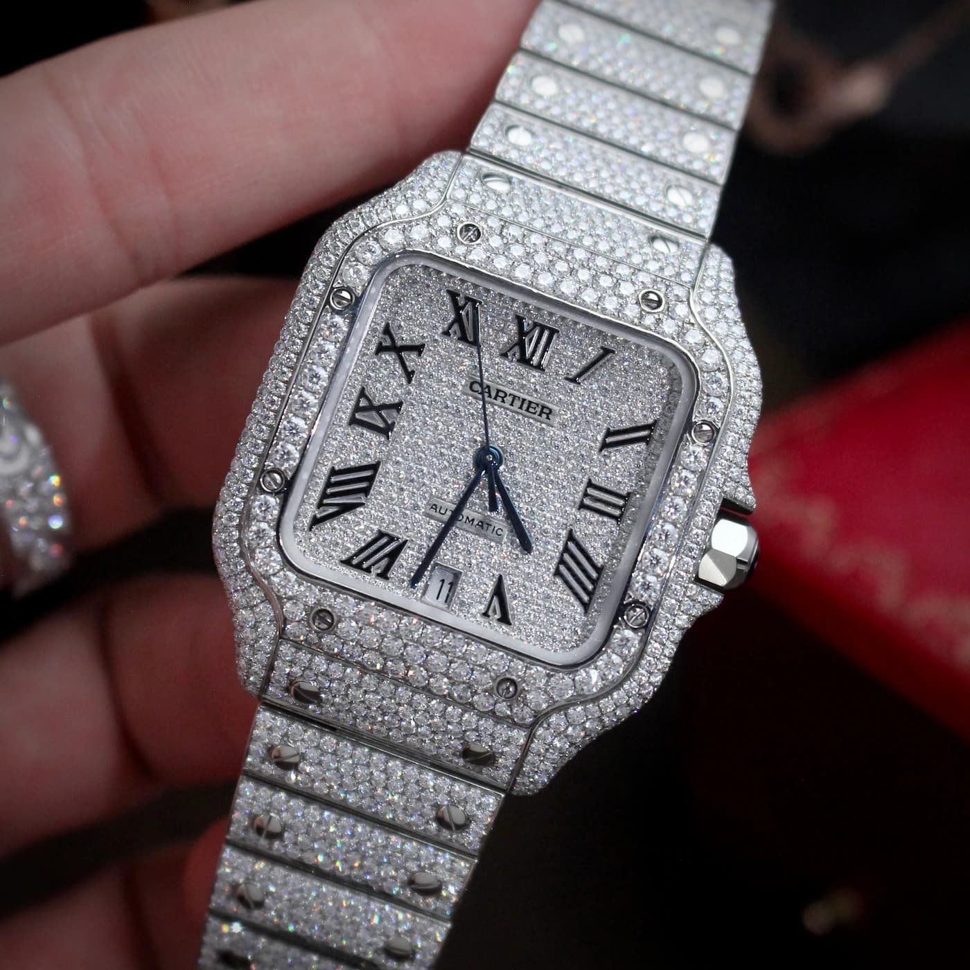 Cartier Santos De Cartier : Santos Bussdown Custom Moissanite HongKong — view 3 of 12