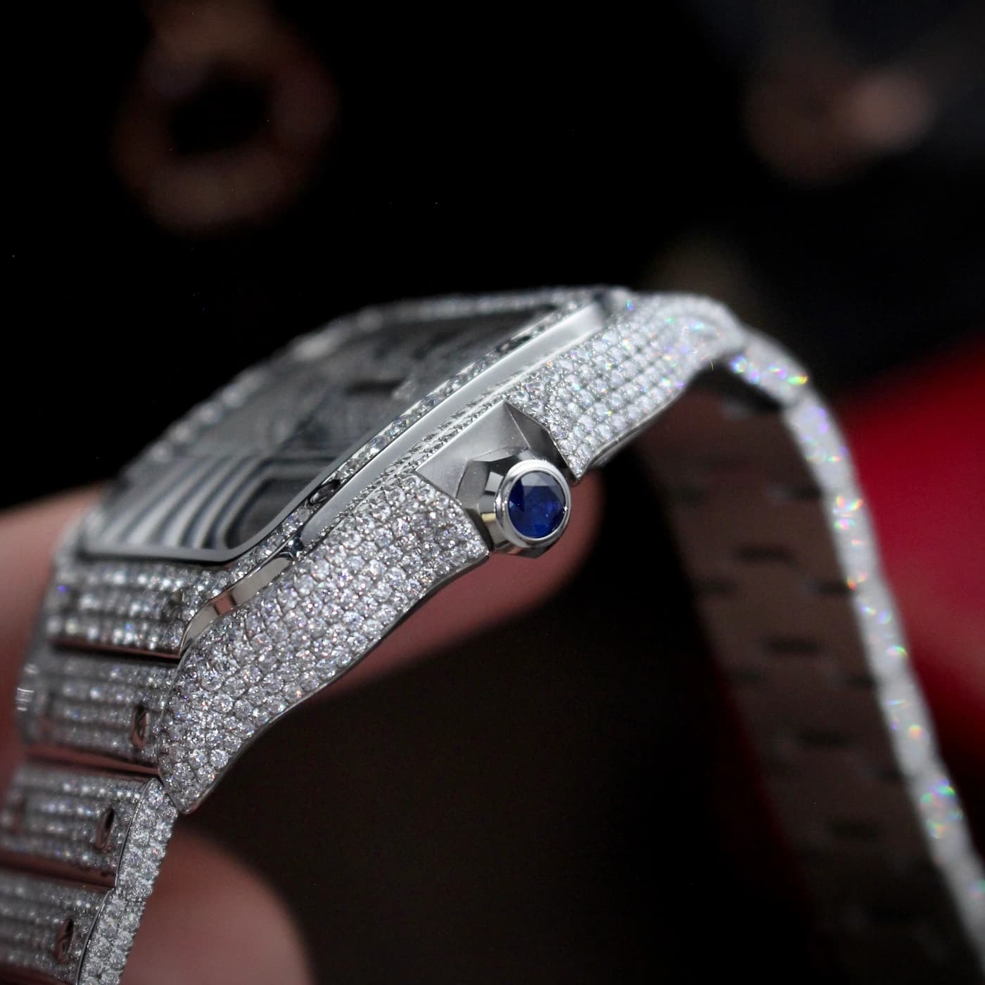 Cartier Santos De Cartier : Santos Bussdown Custom Moissanite HongKong — view 6 of 12