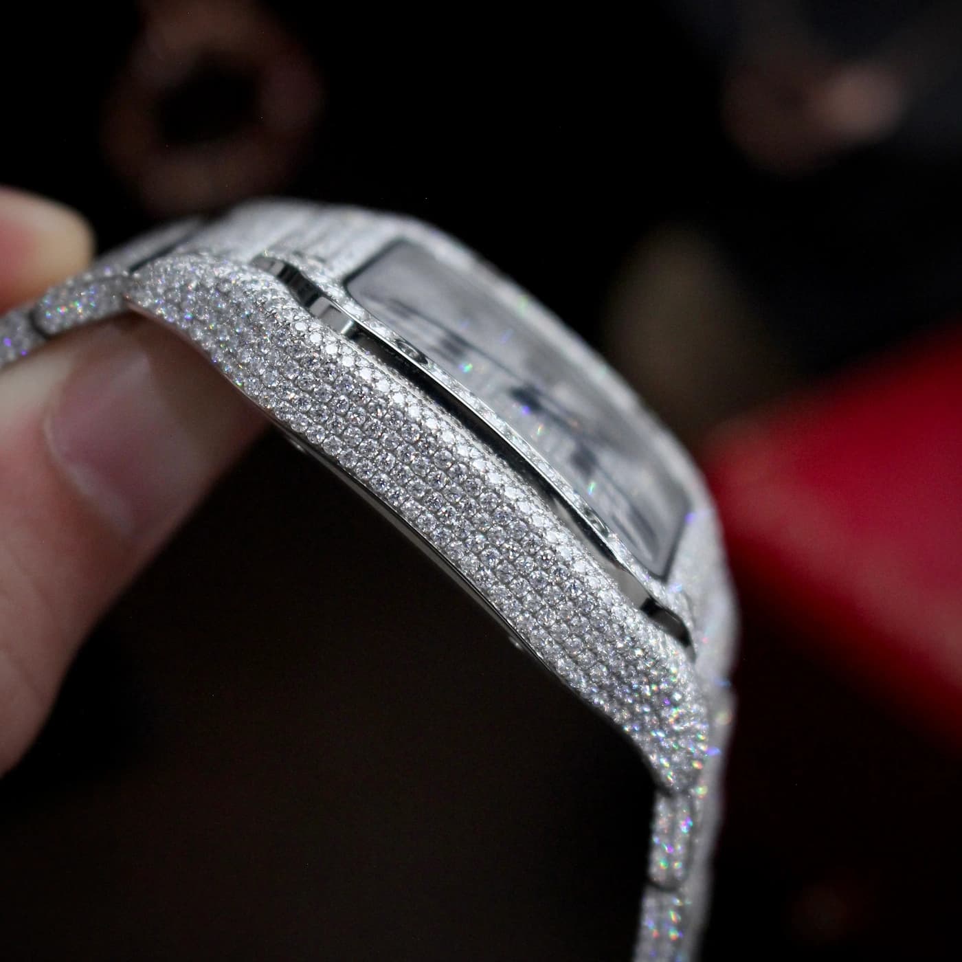 Cartier Santos De Cartier : Santos Bussdown Custom Moissanite HongKong — view 7 of 12