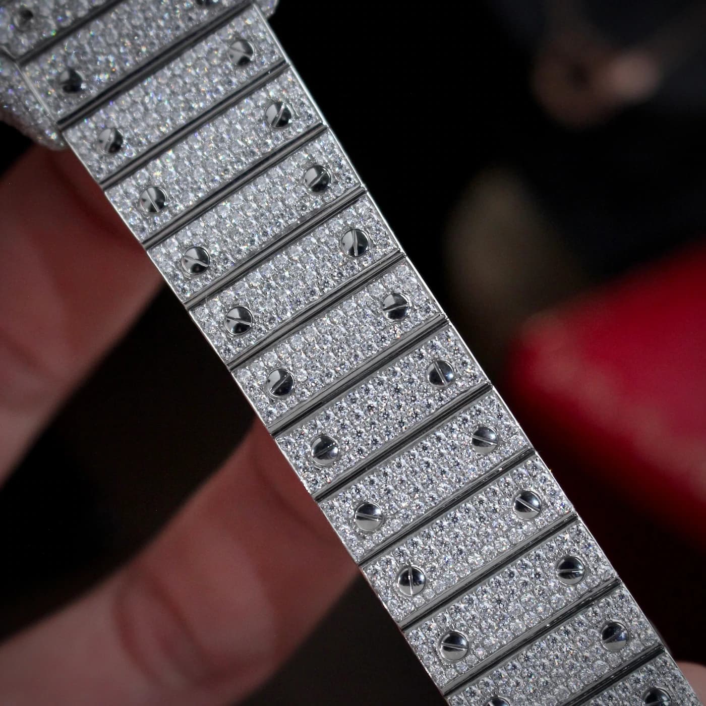 Cartier Santos De Cartier : Santos Bussdown Custom Moissanite HongKong — view 8 of 12