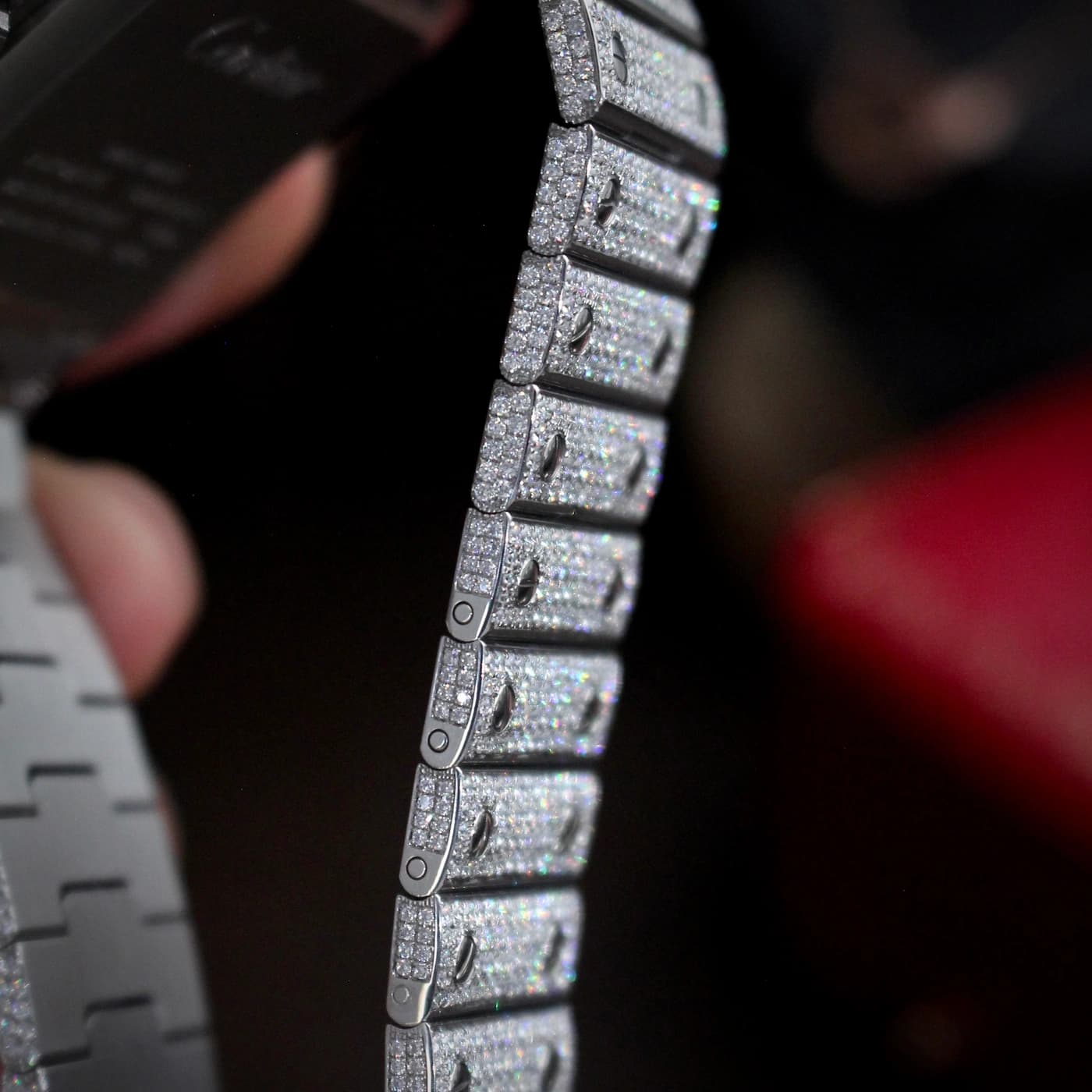 Cartier Santos De Cartier : Santos Bussdown Custom Moissanite HongKong — view 9 of 12