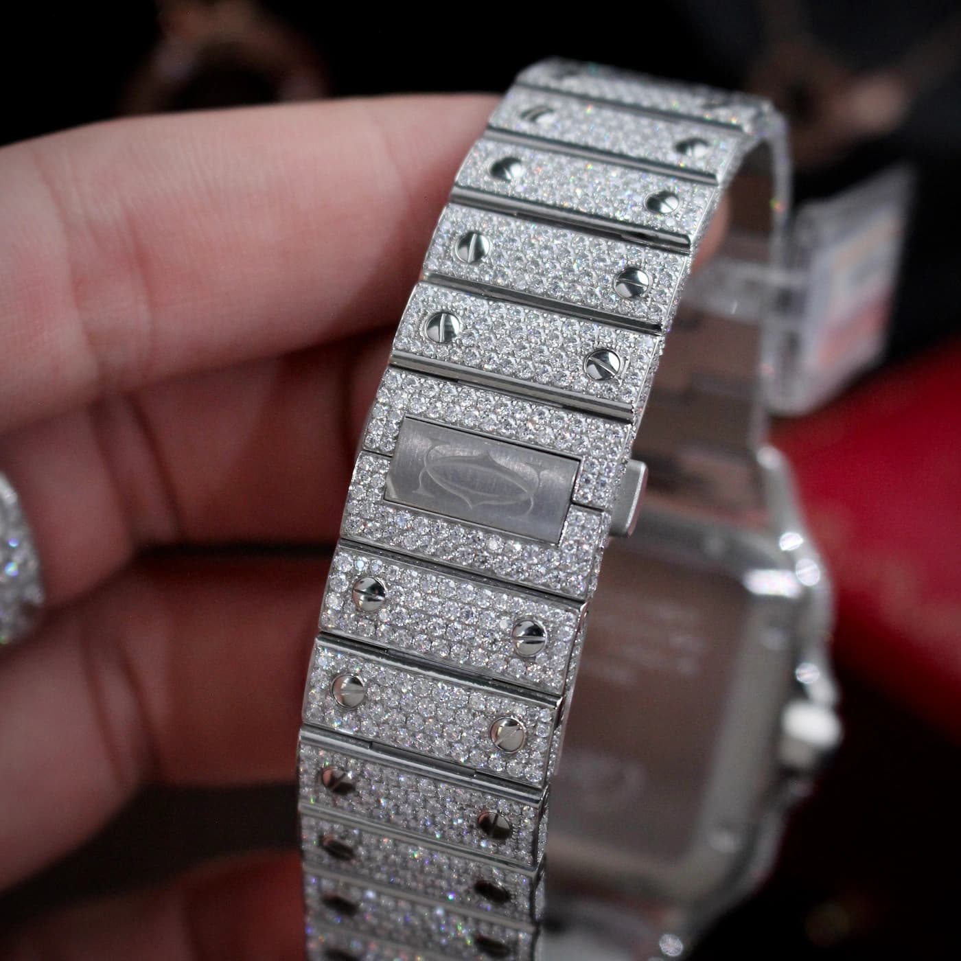 Cartier Santos De Cartier : Santos Bussdown Custom Moissanite HongKong — view 10 of 12